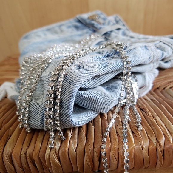 Rhinestone Denim Shorts Size Small NEW! - Picture 1 of 13